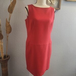 LOFT Red Sheath Mini Dress Scoop Neck Sleeveless